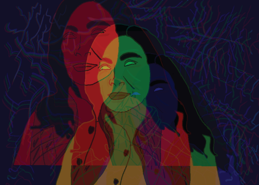 Abstract image of a woman in reversed colors