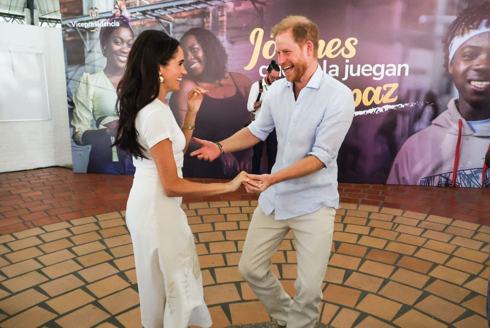 cali, colombia august 18 meghan, duchess of sussex and prince harry, duke of sussex seen at the unidad recreativa el vallado on august 18, 2024 in cali, colombia photo by eric charbonneauarchewell foundation via getty images