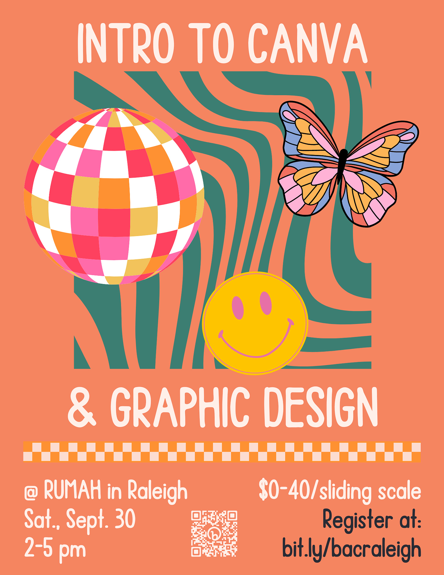 Promo poster for Intro to Canva & Graphic Design