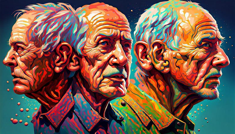 3 heads of old men