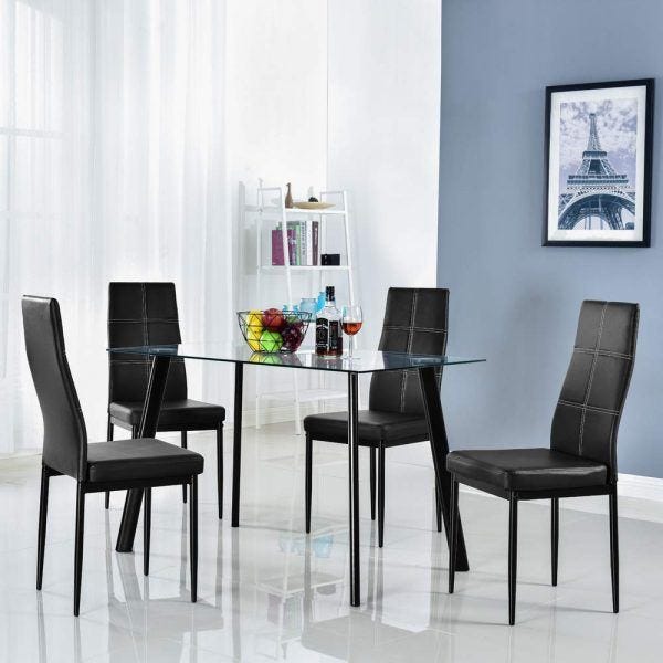 Modern 5 Pieces Dining Table Set Glass Top Dining Table 2019 hottest holiday home gifts