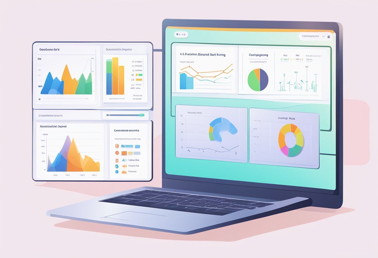 A computer screen displaying AI-assisted SMART goal setting with charts and graphs