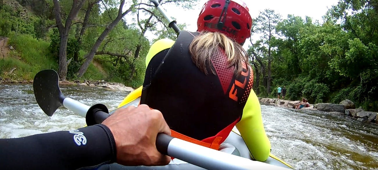 Dom and Maggie kayaking Bldr Ck, June 27, 2019