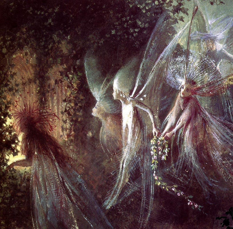 Fairies looking through a gothic arch, John Anster Fitzgerald