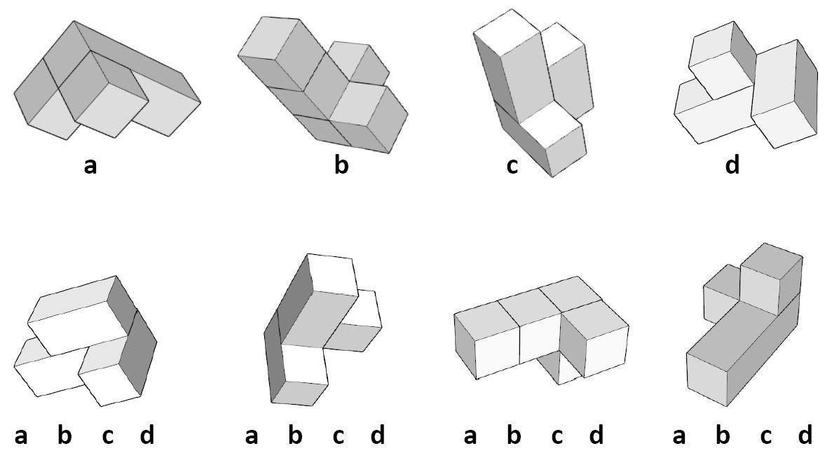 11 Plus: Key Stage 2: 11 Plus Spatial Reasoning, 3D Shapes - Rotation, With  this type of question you are given a number of images of a 3D shapes  (labelled alphabetically) which