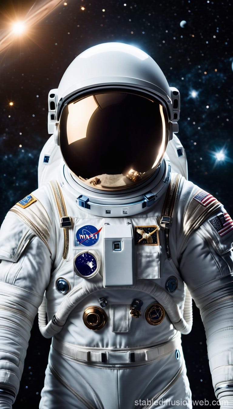 Symmetrical Astronaut in Starry Space | Stable Diffusion Online