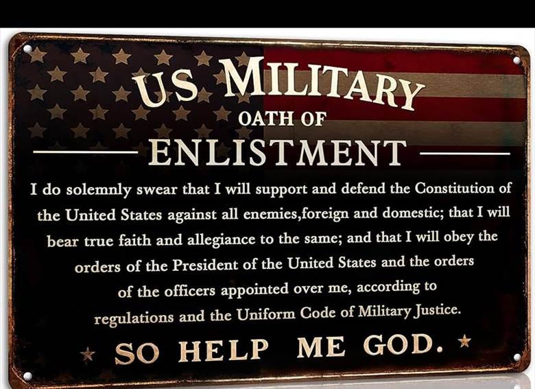 Amazon.com: Military Oath of Enlistment Metal Tin Sign Memorial Day Wall  Art Decoration American Flag Poster With Patriotic Quote Gift for Military  Veterans Patriotic Decor 8"x12" : Home & Kitchen