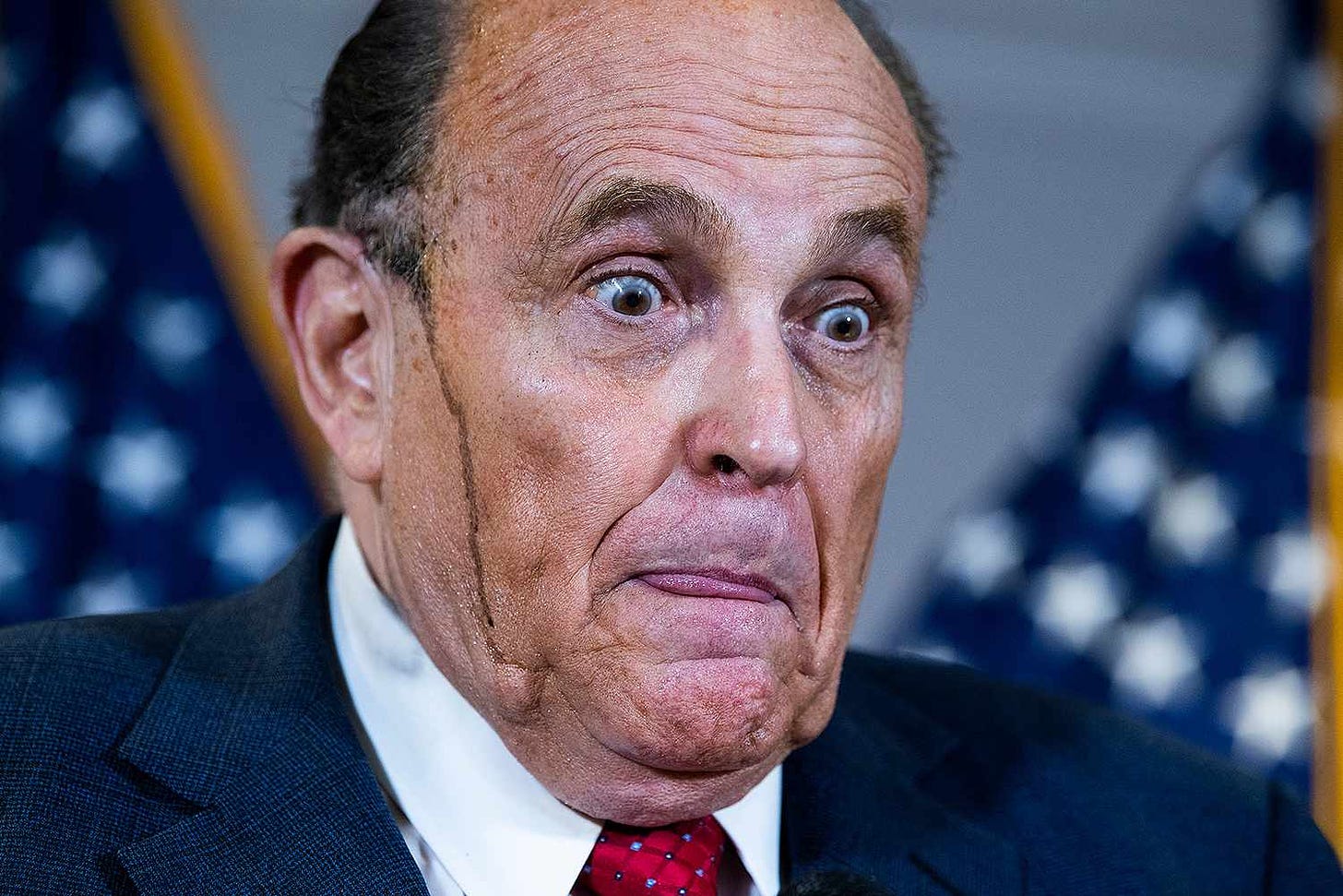 Rudy Giuliani's Hair Dye Seems to Sweat Off in Presser After Court Hearing