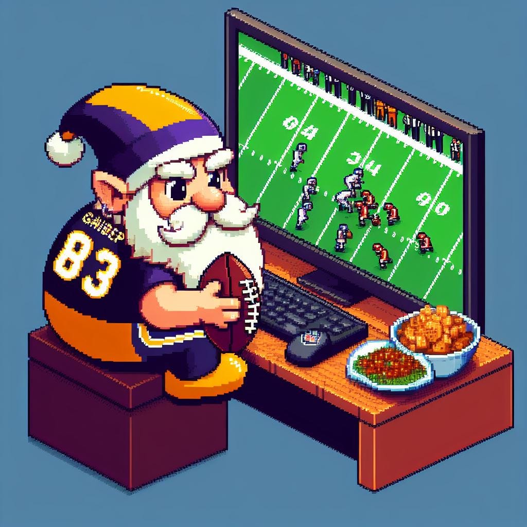 A dwarf playing a NFL game pixel art style
