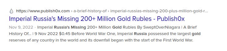 Imperial Russia's Missing 200+ Missing Gold Rubles