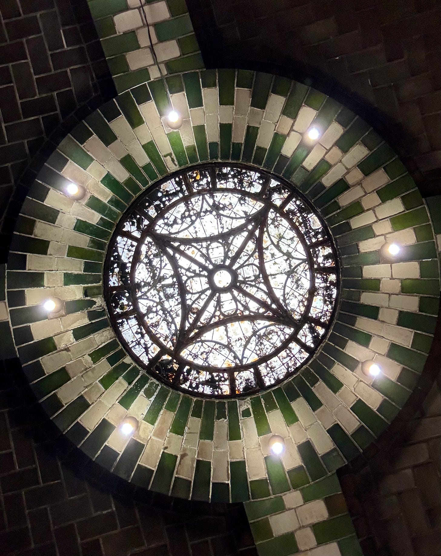 A detail picture of the circular skylight pattern.