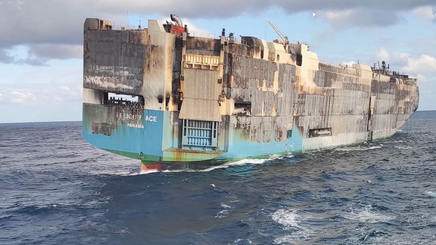 Burnt cargo ship carrying thousands of luxury cars sinks | Videos | CNN ...