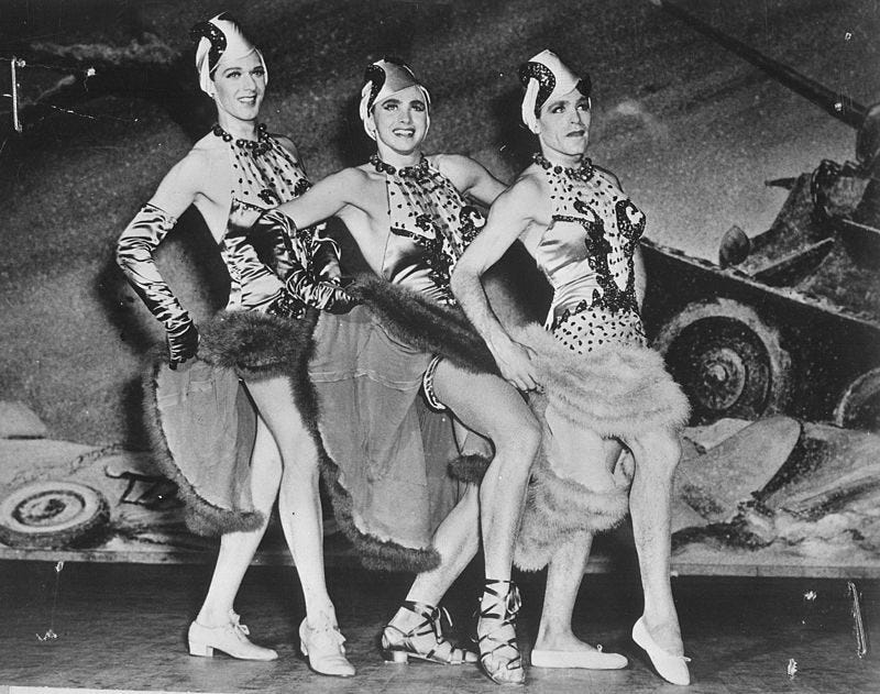 Three soldiers perform in drag in This is the Army, 1942 