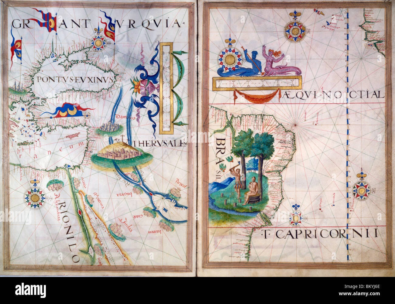 Portolan Atlas Illumination, by Sebastiano Lopes, Circa 1565 Stock ...