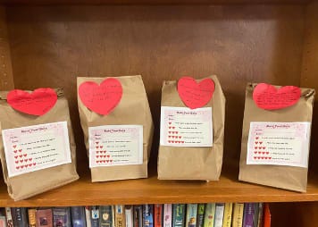 valentine's bags at the library