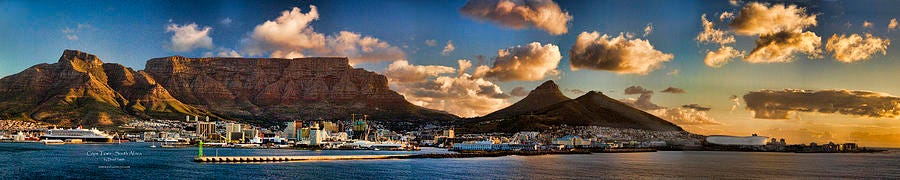 Panorama Cape Town Harbour at Sunset by David Smith