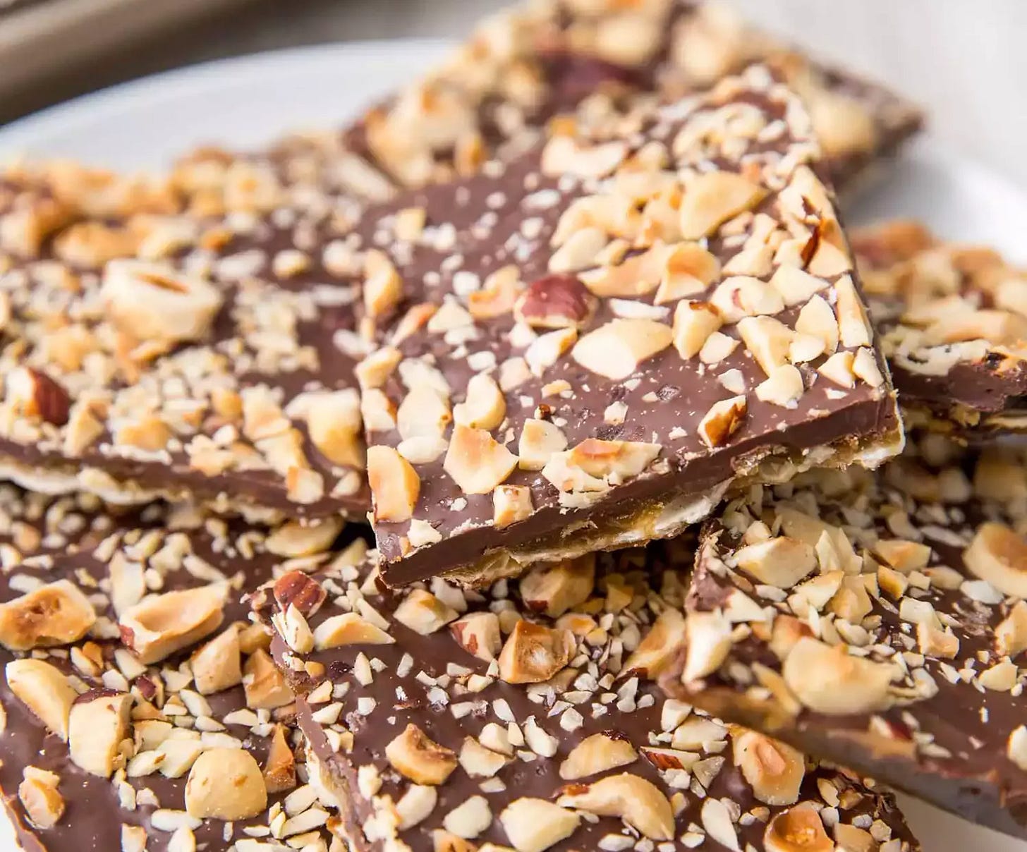 Matzo Toffee Bar Crunch - plate of toffee