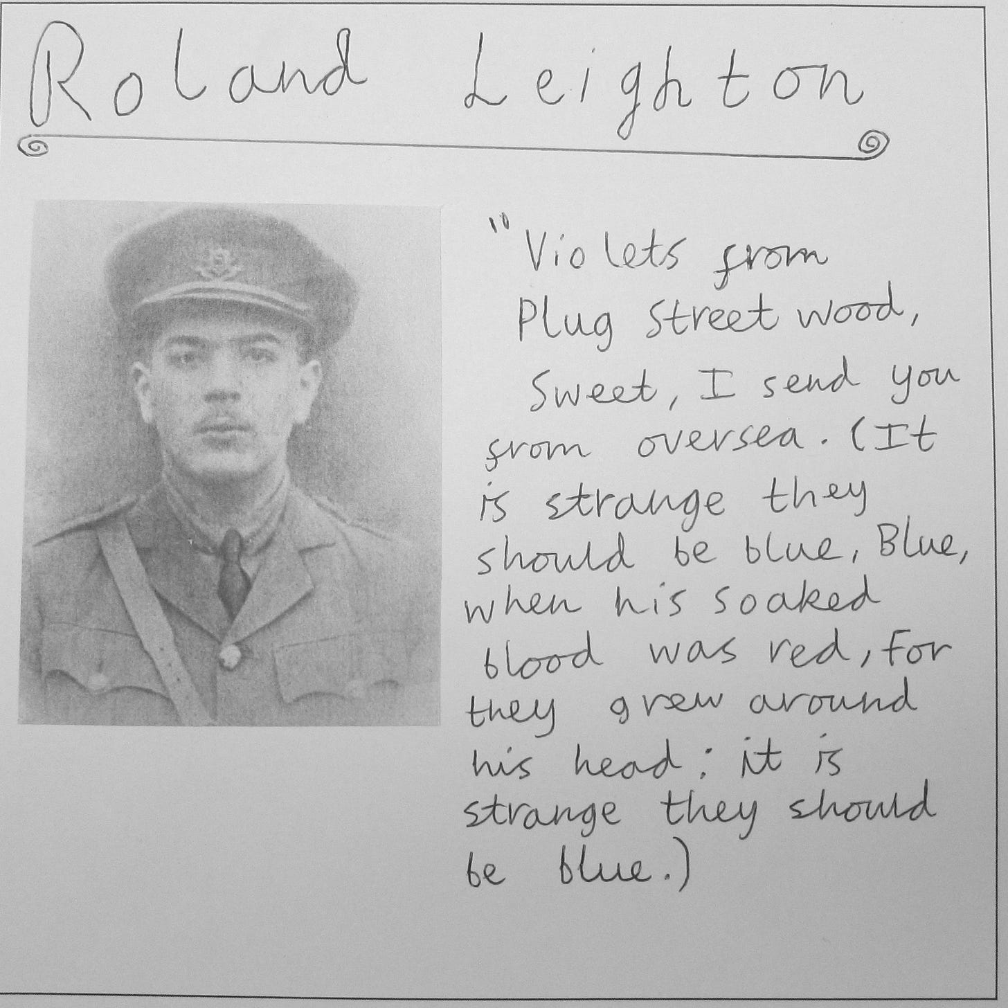 Nat Honey for Roland Leighton - Somme 100