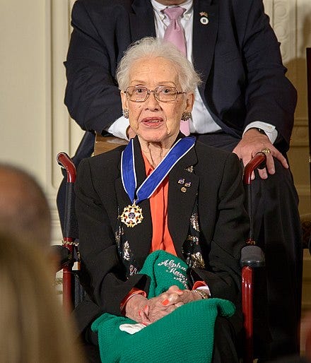 Katherine Johnson after receiving the Presidential Medal of Freedom in 2015. Source: Wikipedia