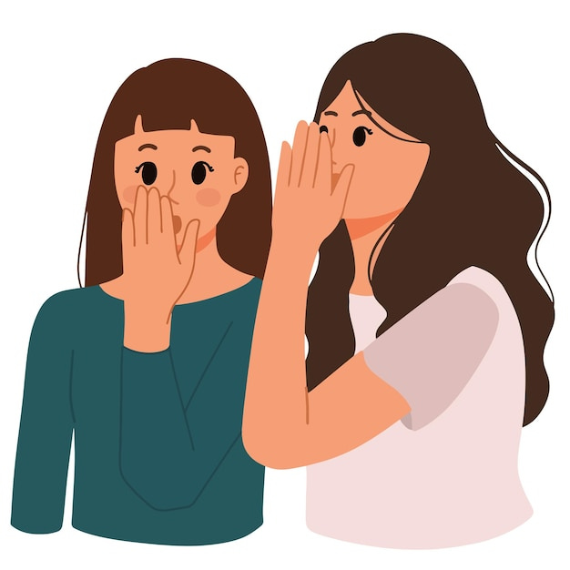 Premium Vector | Woman gossip and whisper talking shock surprised face  friend illustration