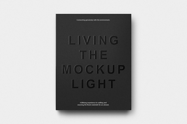 Premium PSD | Black cover book embossed logo mockup
