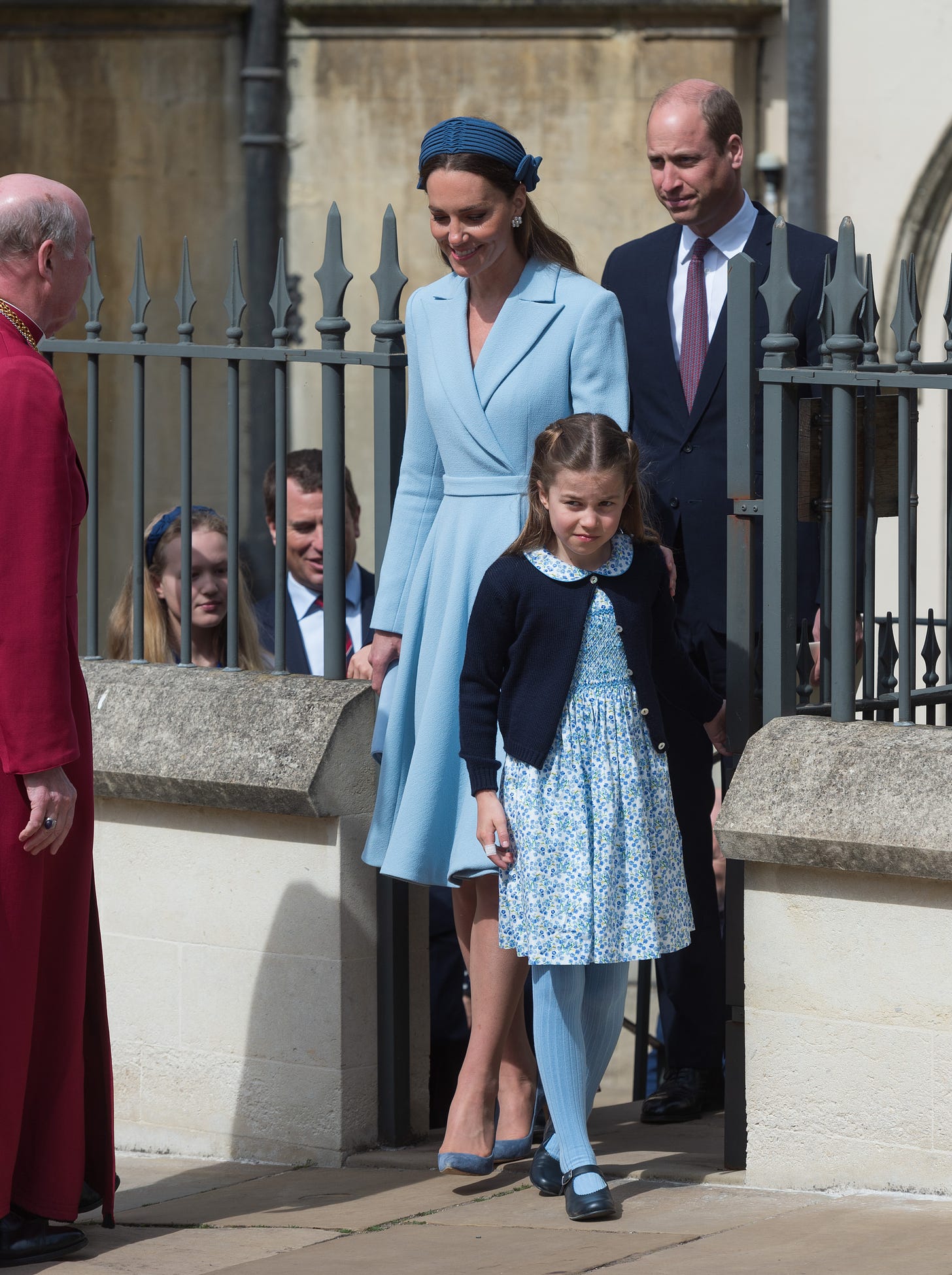 kate middleton wearing blue with princess charlotte at easter
