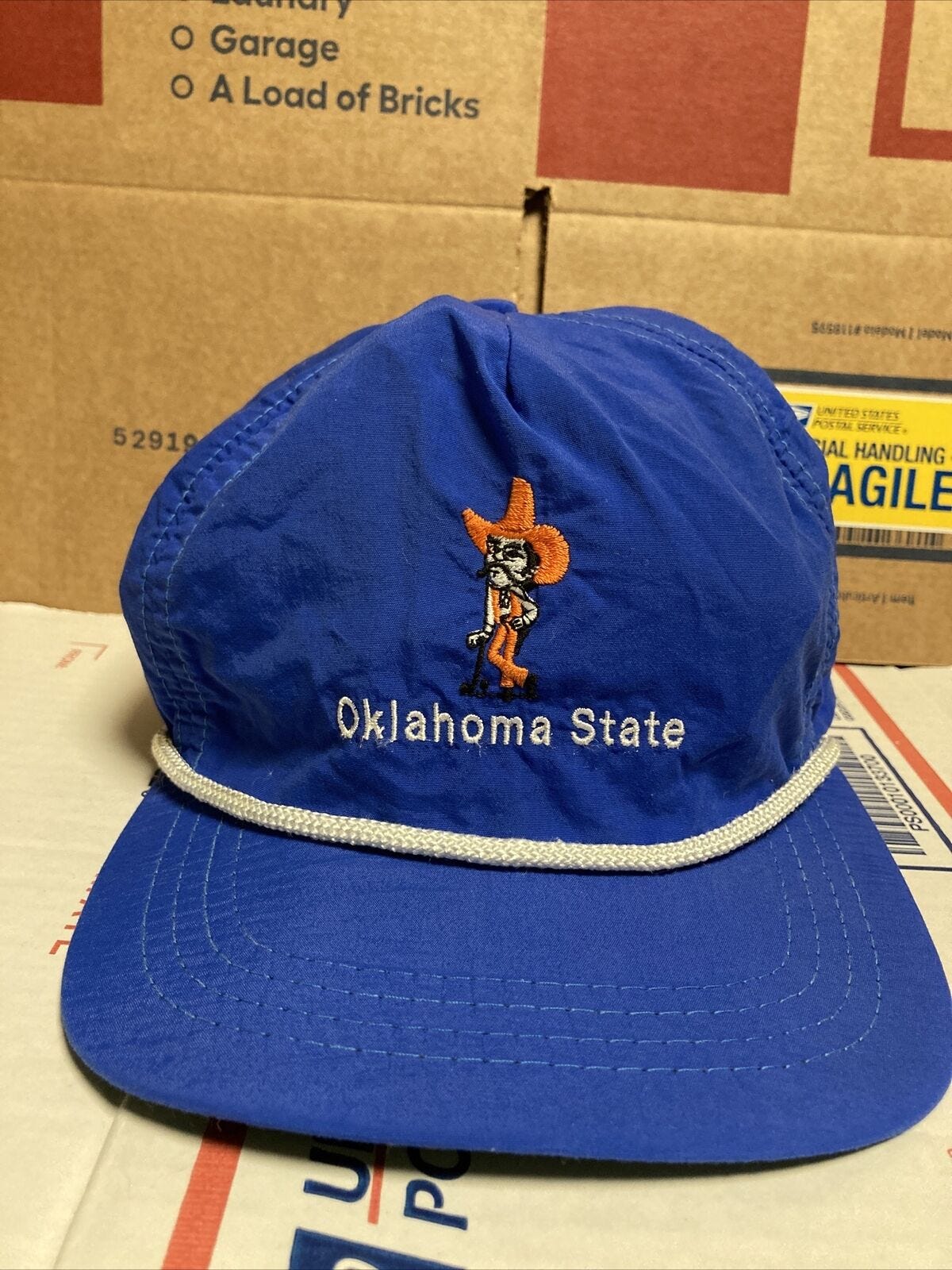 Vintage O.S.U Oklahoma State University Blue Strapback Trucker Hat Rope Duckster - Picture 1 of 5