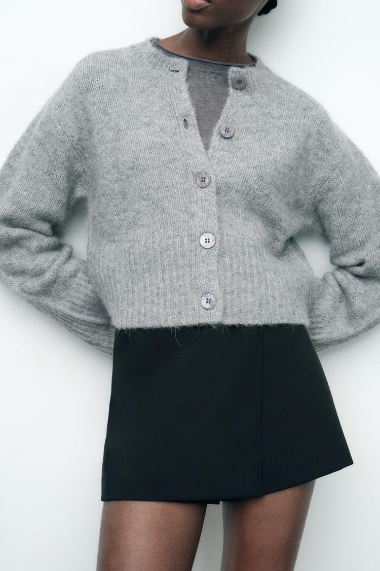Zara SOFT KNIT CARDIGAN - Mid-gray - Image 1