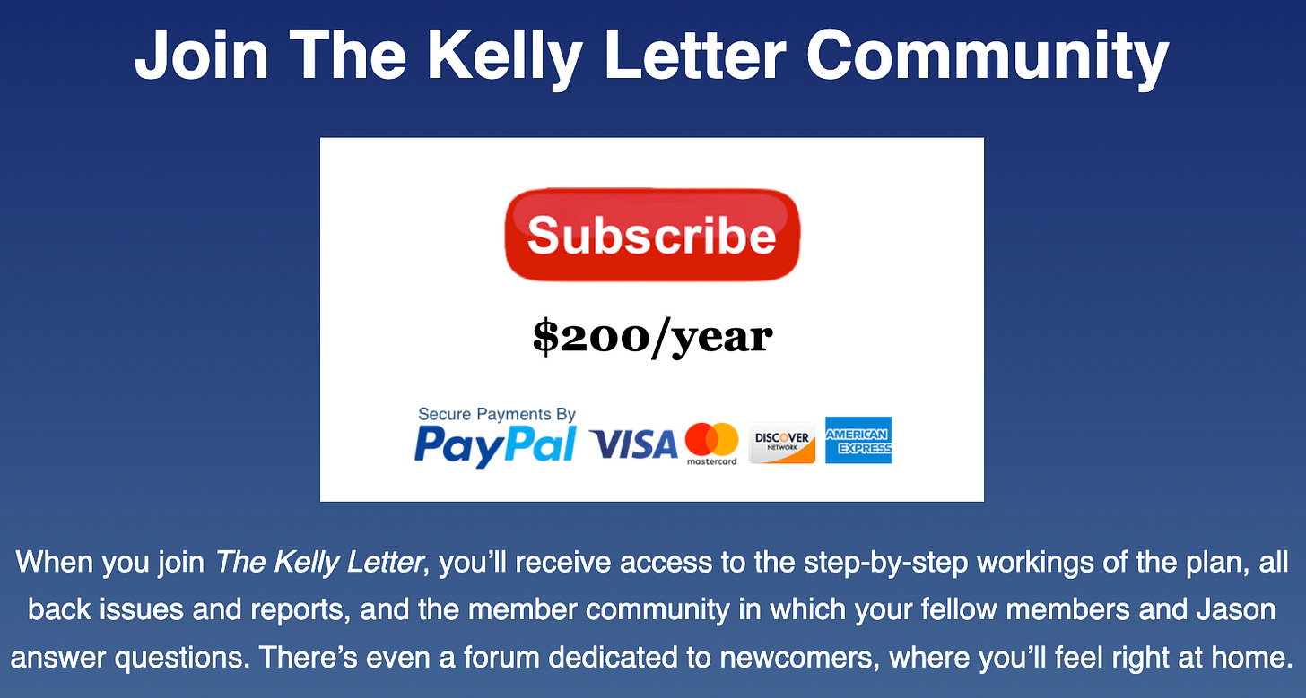 Kelly Letter subscription information