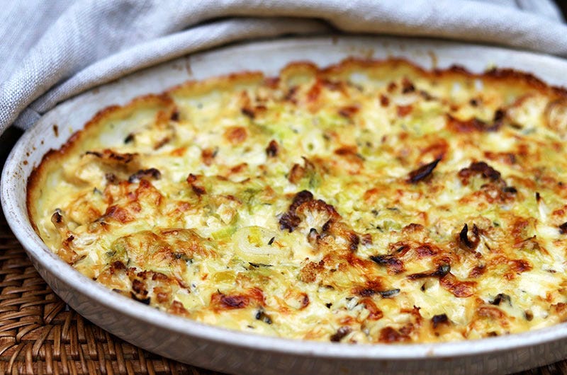 Cauliflower, Leek and Fontina Gratin, Cook the Vineyard