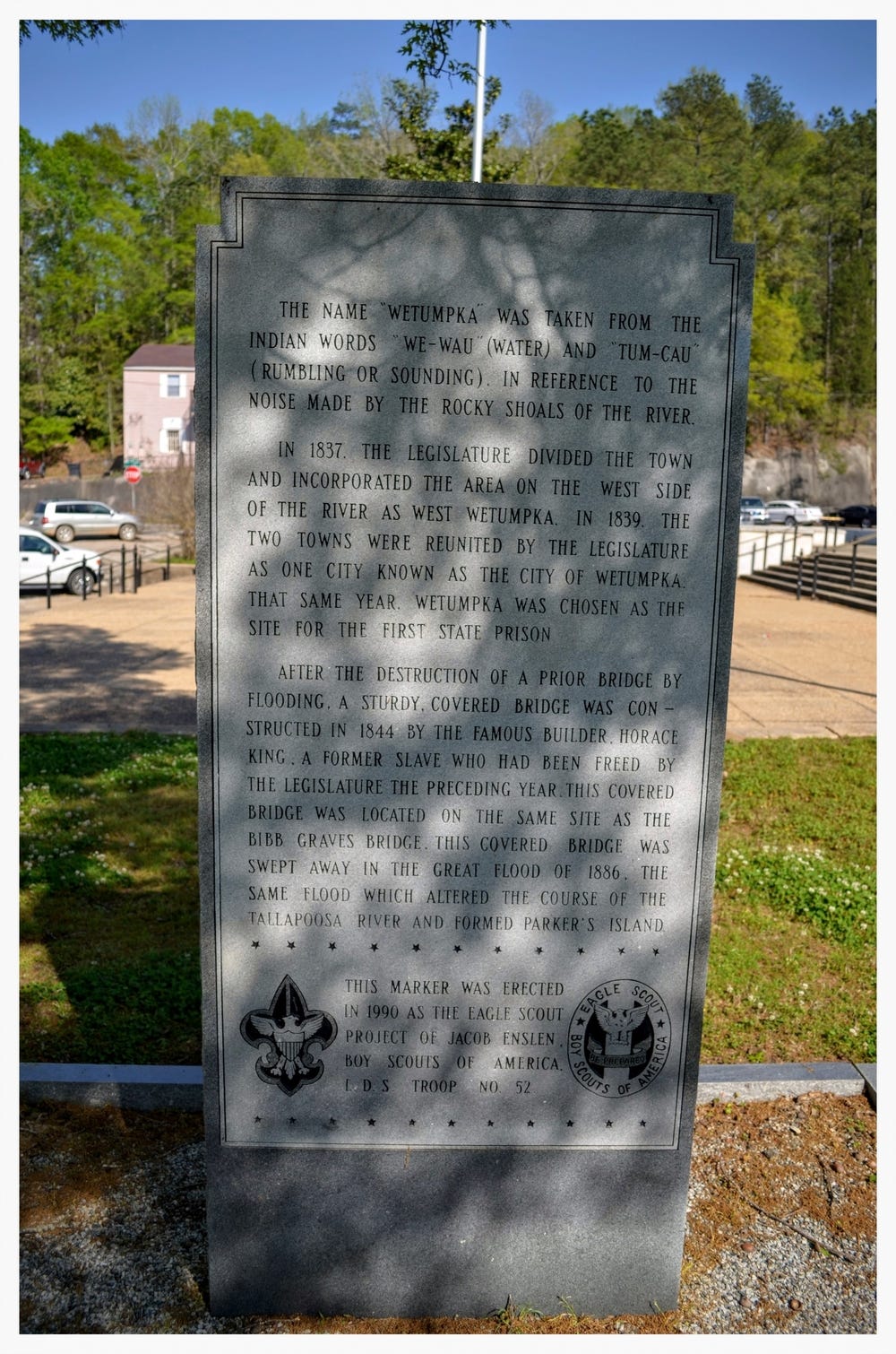 Wetumpka stone historical marker side 2, Wetumpka, Elmore County, Alabama