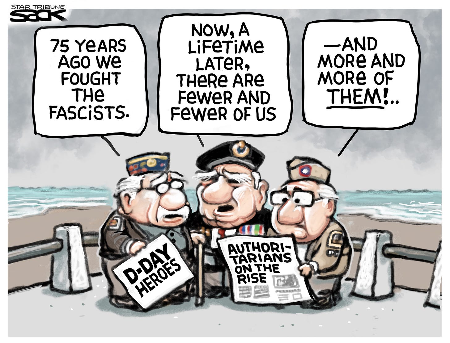 Political Cartoon U.S. Fascism Veterans D-Day WWII | The Week