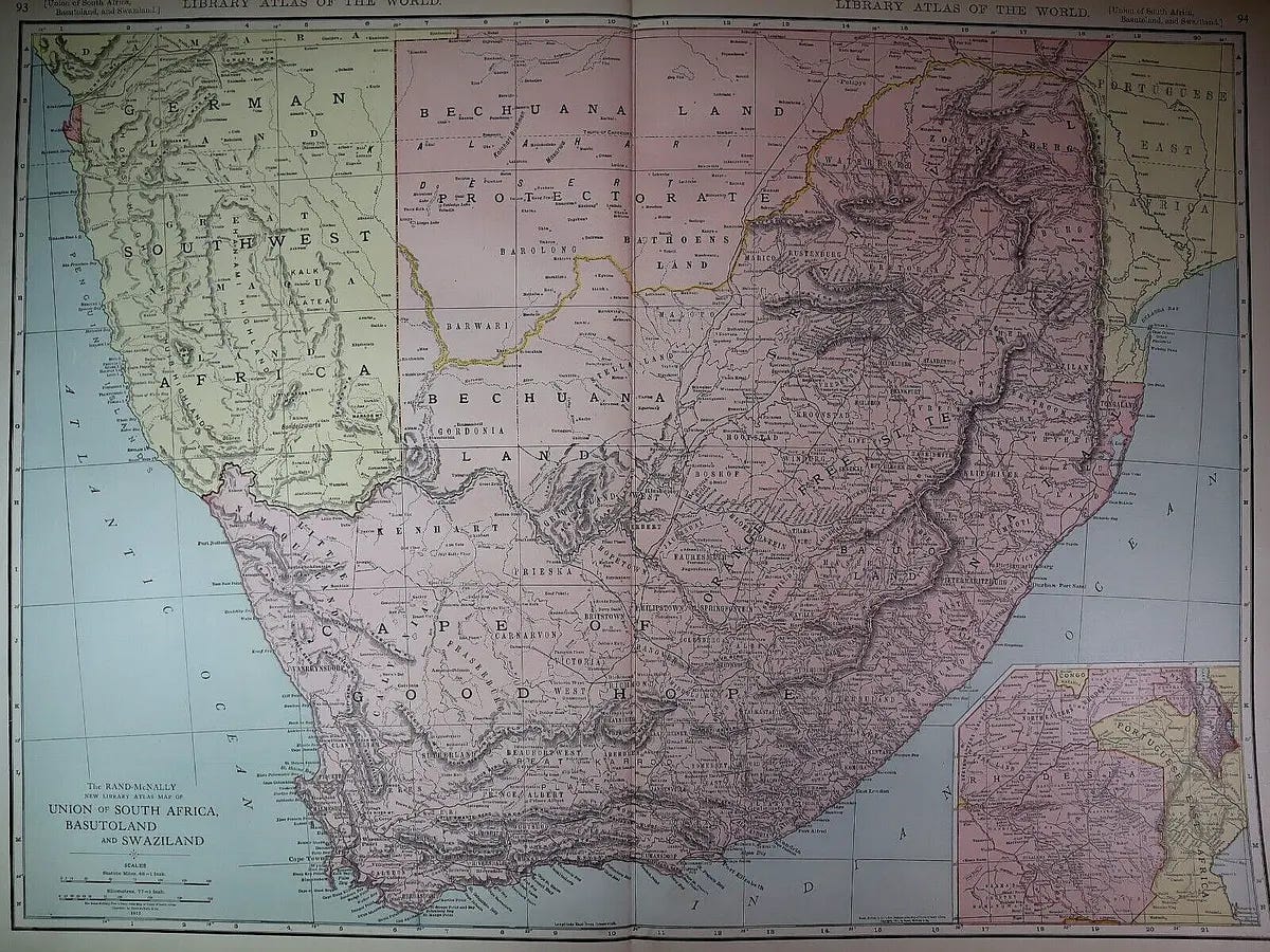 Authentic 1912 McNally Atlas Map ~ SOUTH AFRICA = SWAZILAND ~ (XXLG20x28)  #1336 | eBay