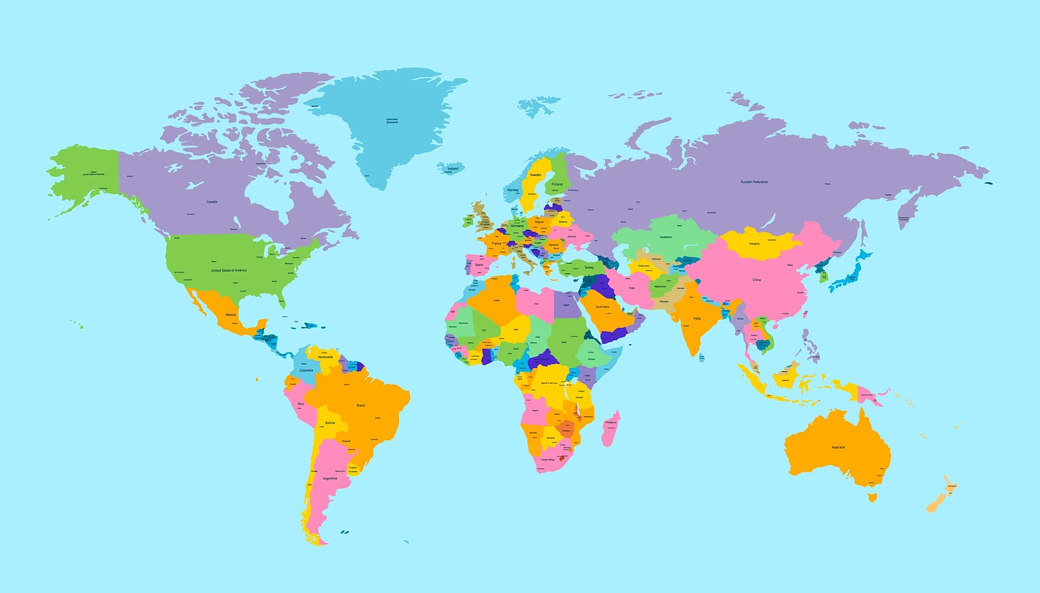 Map of the world, remote jobs