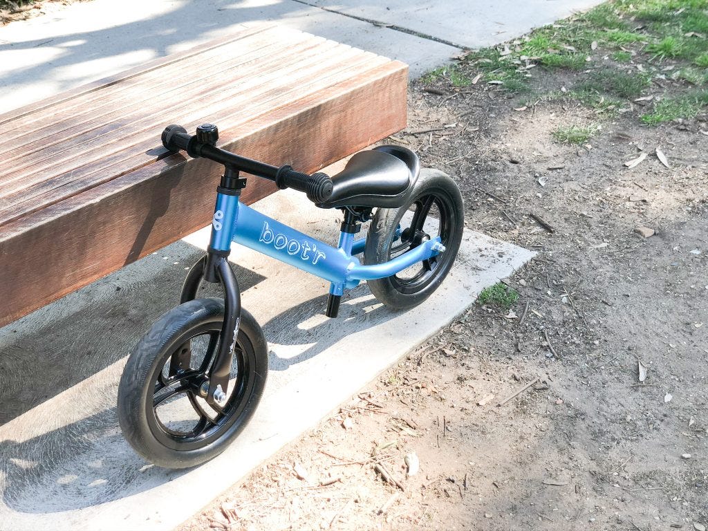 Close up of Boot'r balance bike