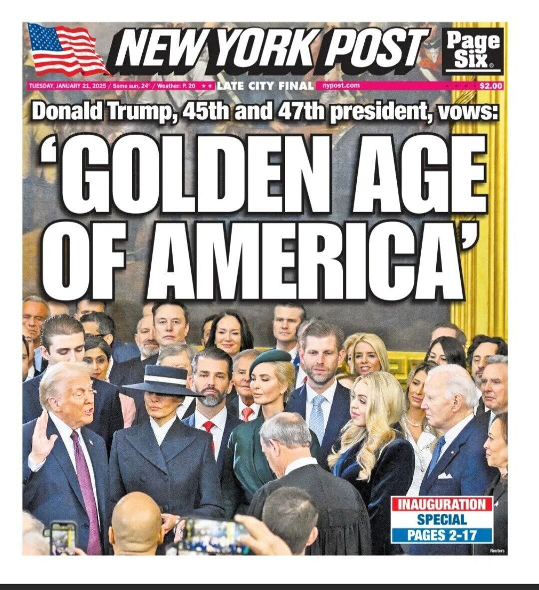 DONALD TRUMP GOLDEN AGE Inauguration New York Post Newspaper 01/21/25 | eBay