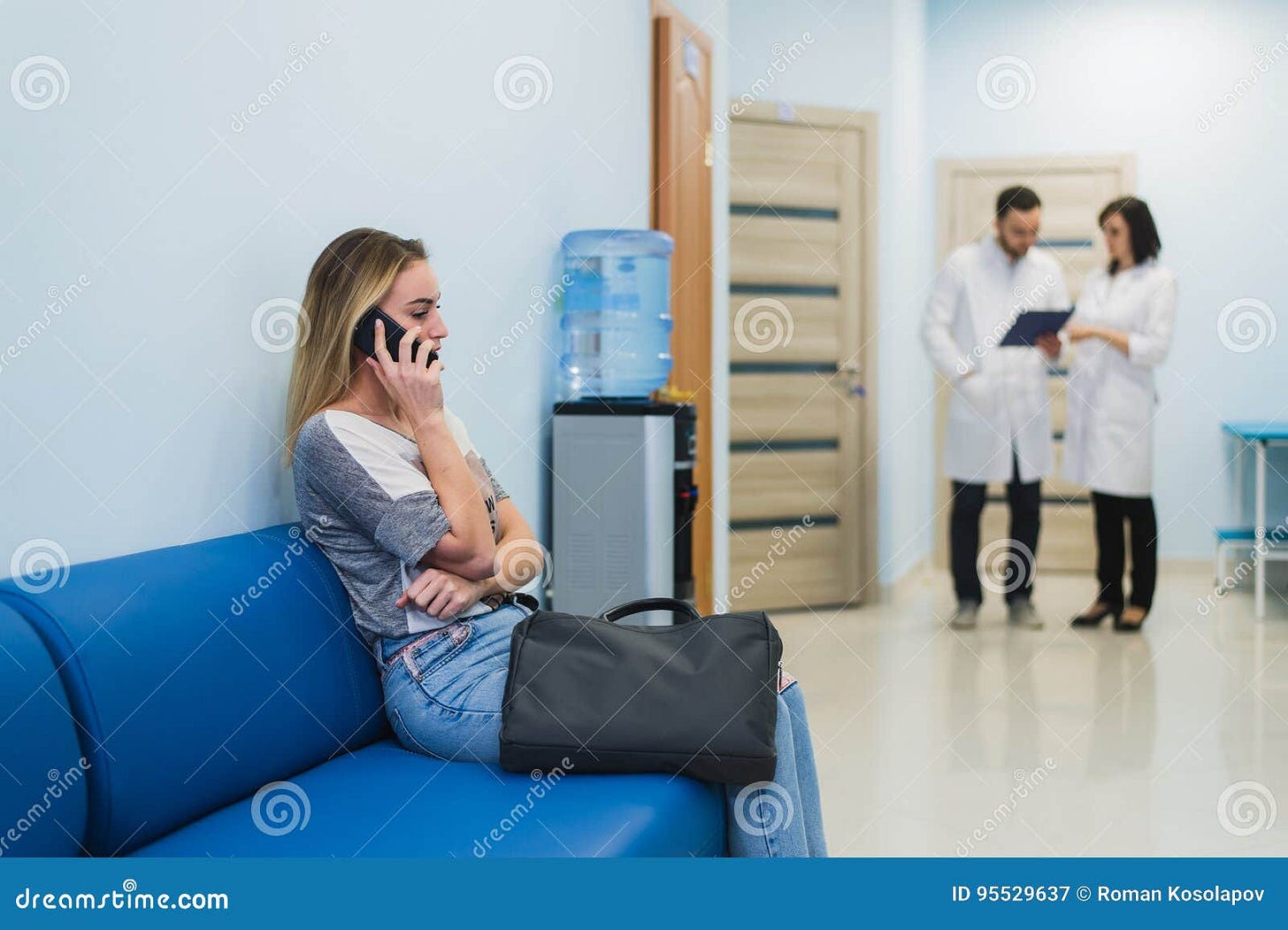 Woman Patient Waiting at Hospital Doctors Waiting Room Stock Image ...