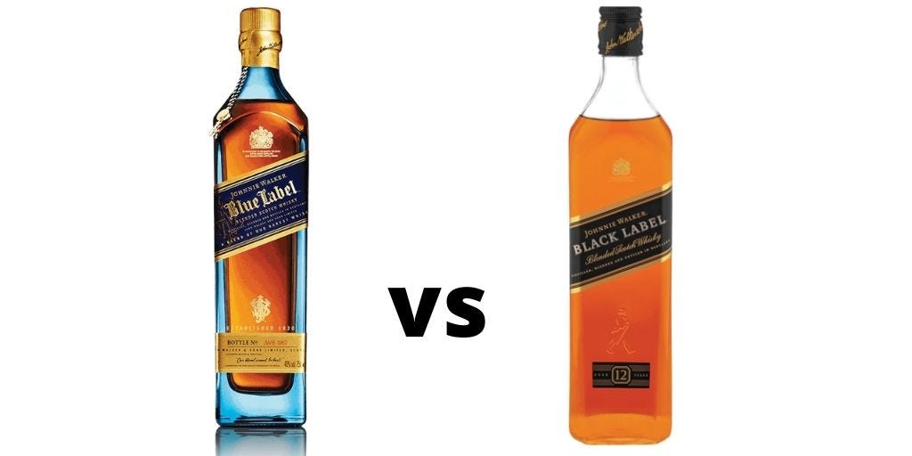 Johnnie Walker Blue vs Black Label Whisky