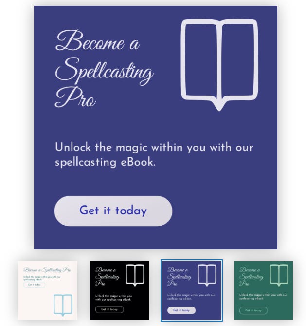 Sivi design options for a magic spellcasting eBook