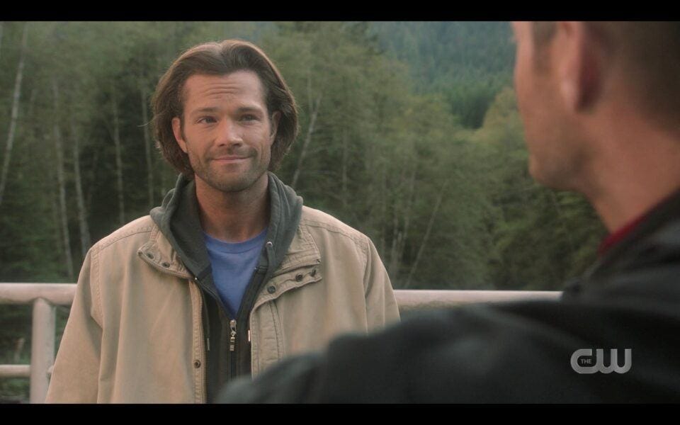 SPN Jared Padalecki giving Jensen Ackles sad longing look finale