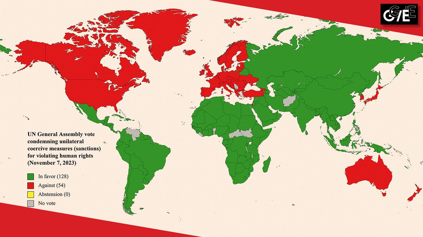 UN GA vote map sanctions unilateral coercive measures 2023