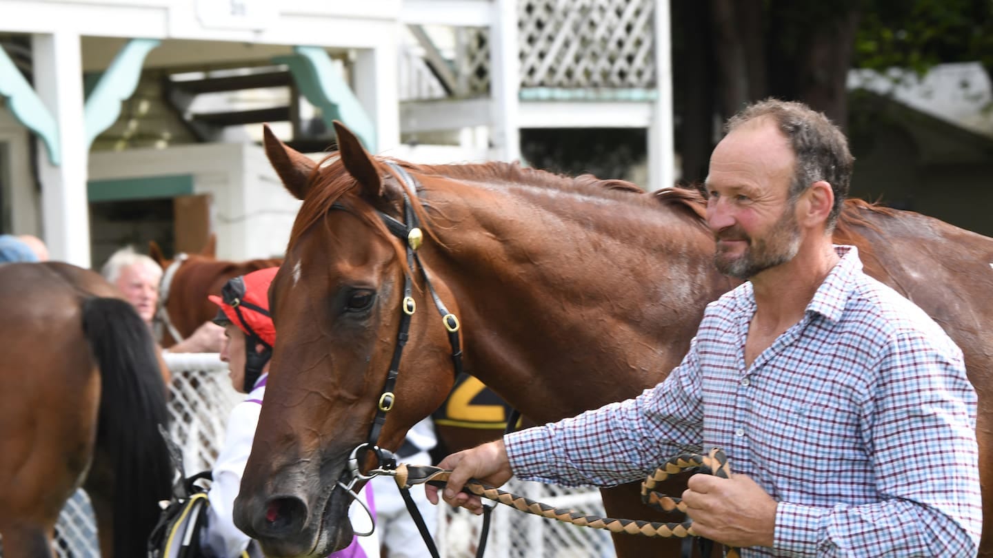 Danny Champion leads Chester Boy away after the horse’s win at Tauherenikau in March.