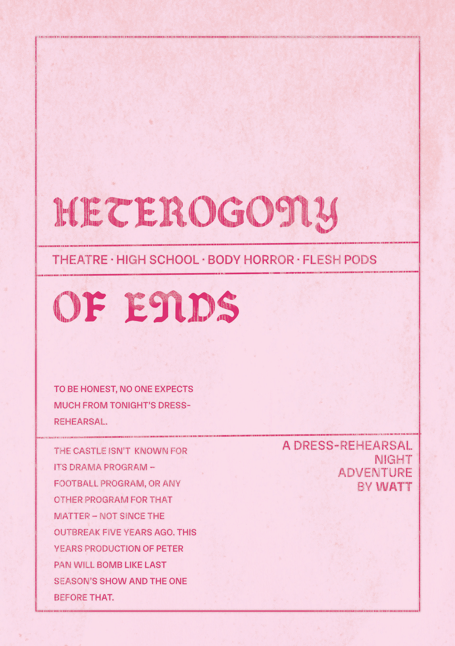 Heterogony of Ends, flesh-pink, text only cover