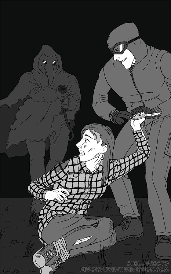 He pressed the handle of his knife into her hand.