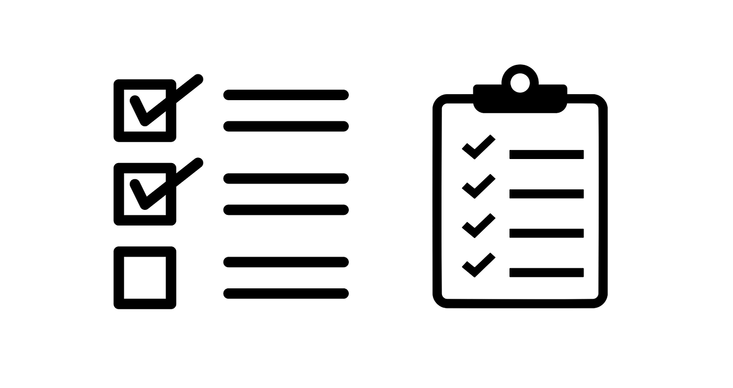 Graphics of checklists.