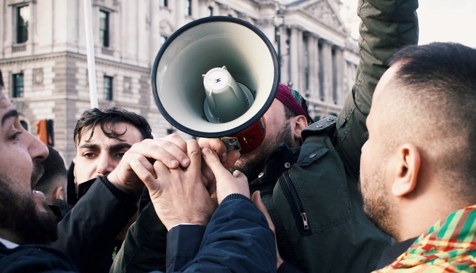 man with megaphone man with megaphone