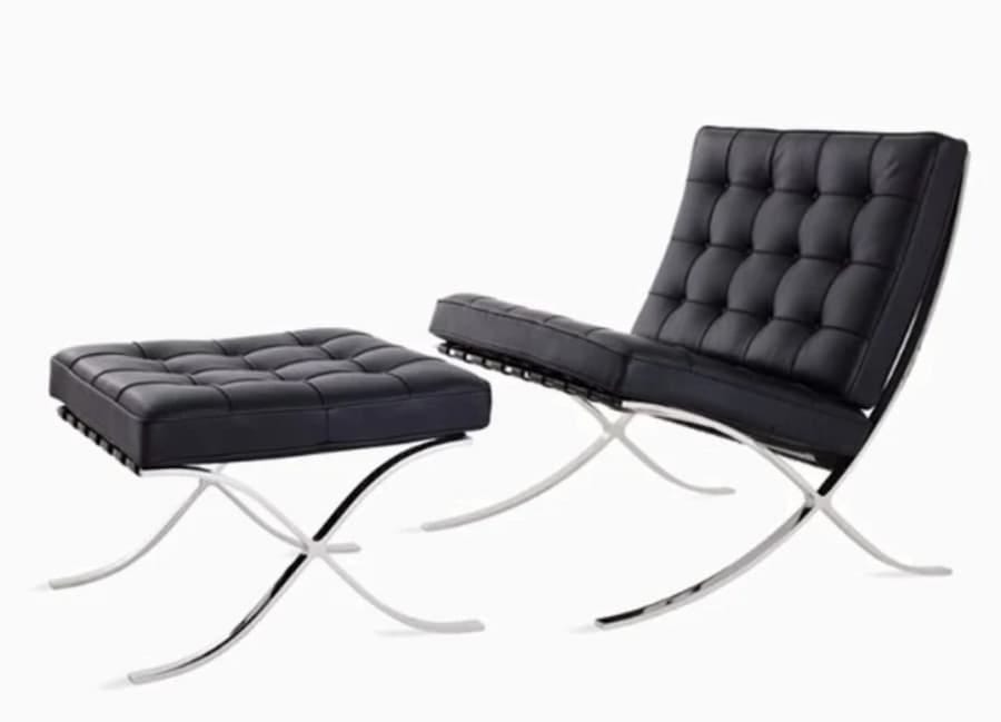 black Barcelona inspired chair and footstool black Barcelona inspired chair and footstool