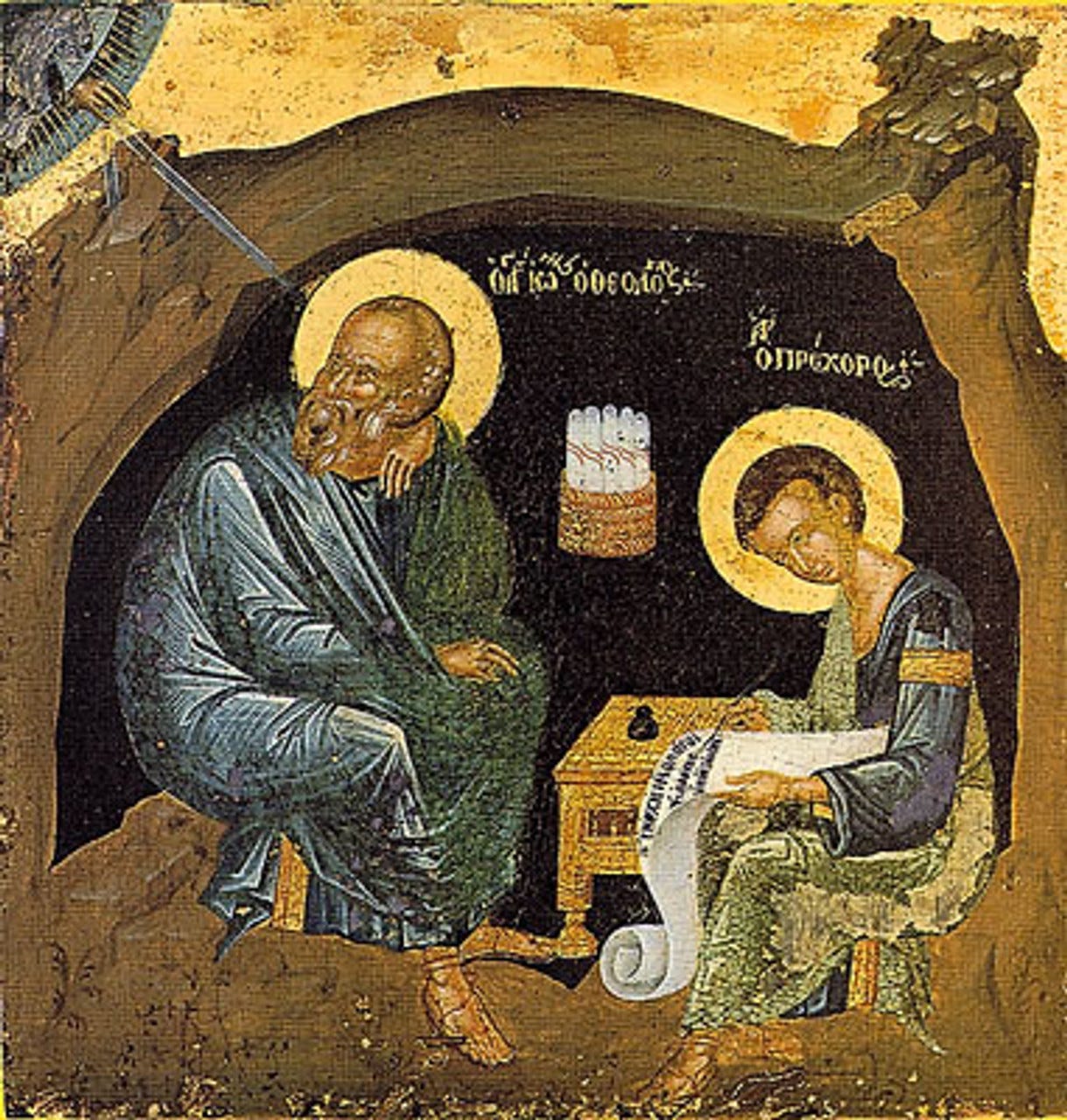 Icon of the Apostle John the Theologian with St. Prochoros (On Patmos, The  Revelation) - (1JT11) - Uncut Mountain Supply