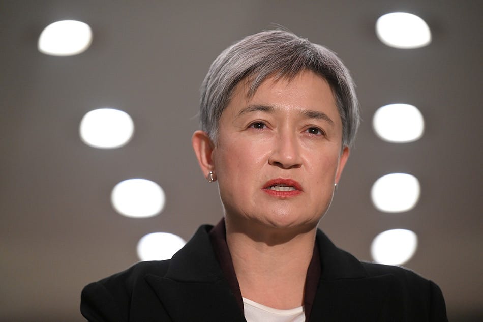 Australian Foreign Minister Penny Wong speaks to the media during a press conference following a meeting with Chinese Foreign Minister Wang Yi at Diaoyutai State Guesthouse in Beijing, China, 21 December 2022. Penny Wong is meeting Chinese counterpart Wang Yi in Beijing for the first talks between ministers in China in four years. EPA-EFE/LUKAS COCH