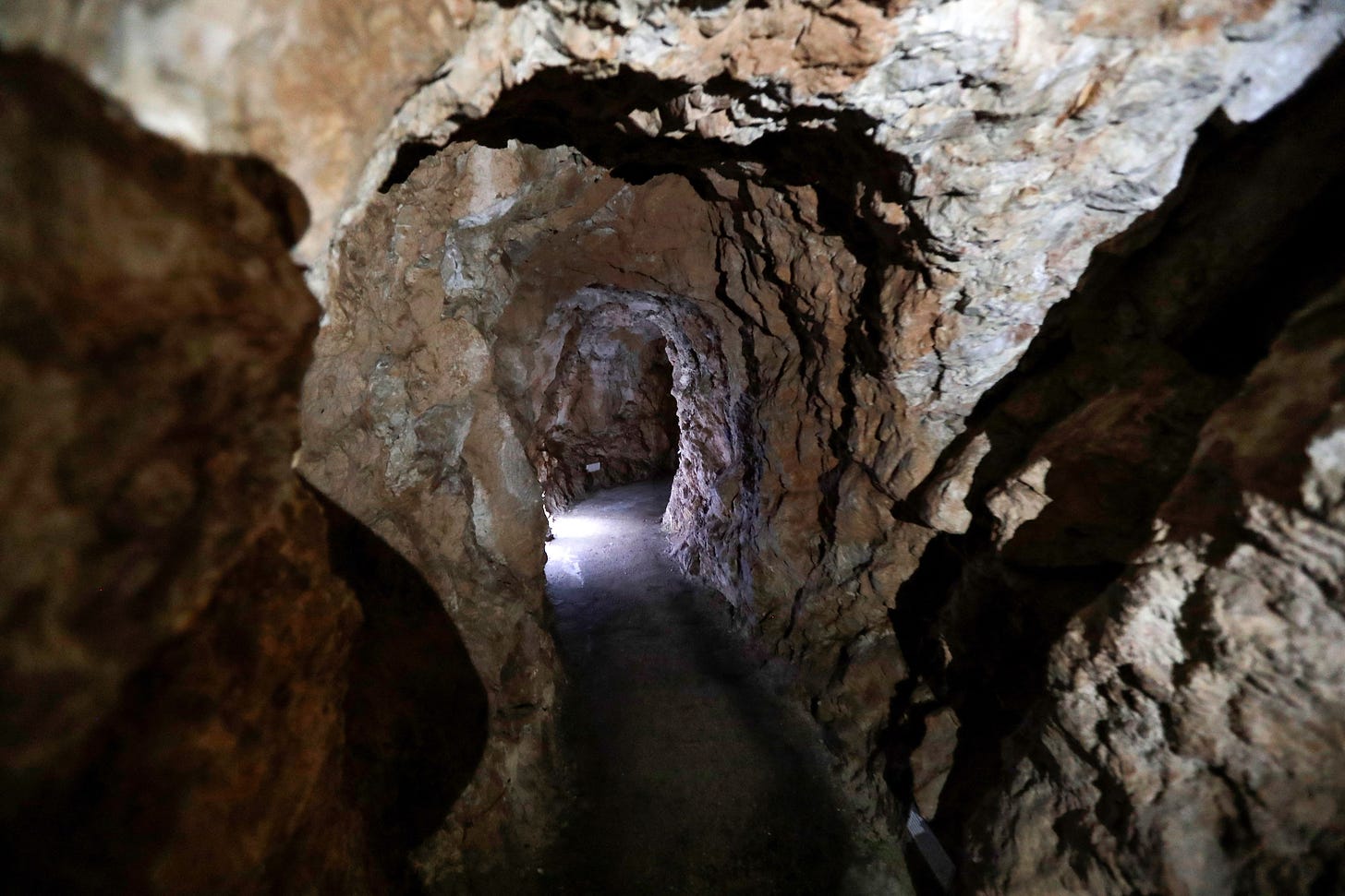 A picture taken in 2020 shows part of a 200-metre-long tunnel that Hezbollah fighters built over three years to combat Israeli forces